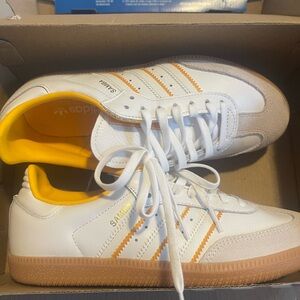 Adidas Samba White and Orange Shoes